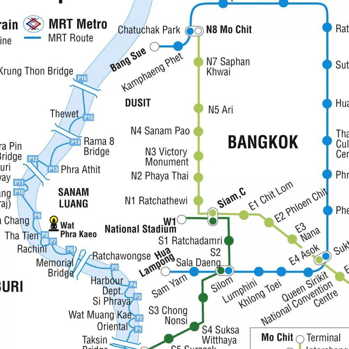 mapa bangkok metro eta skytrain batetik