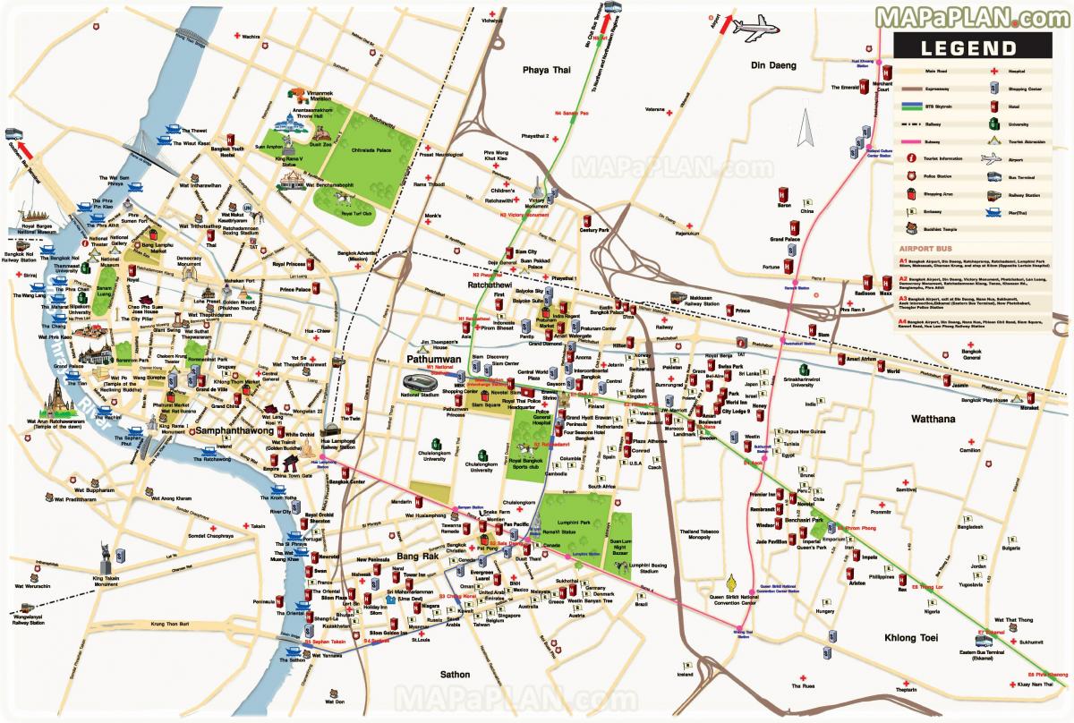 bangkok erakargarritasun nagusia mapa