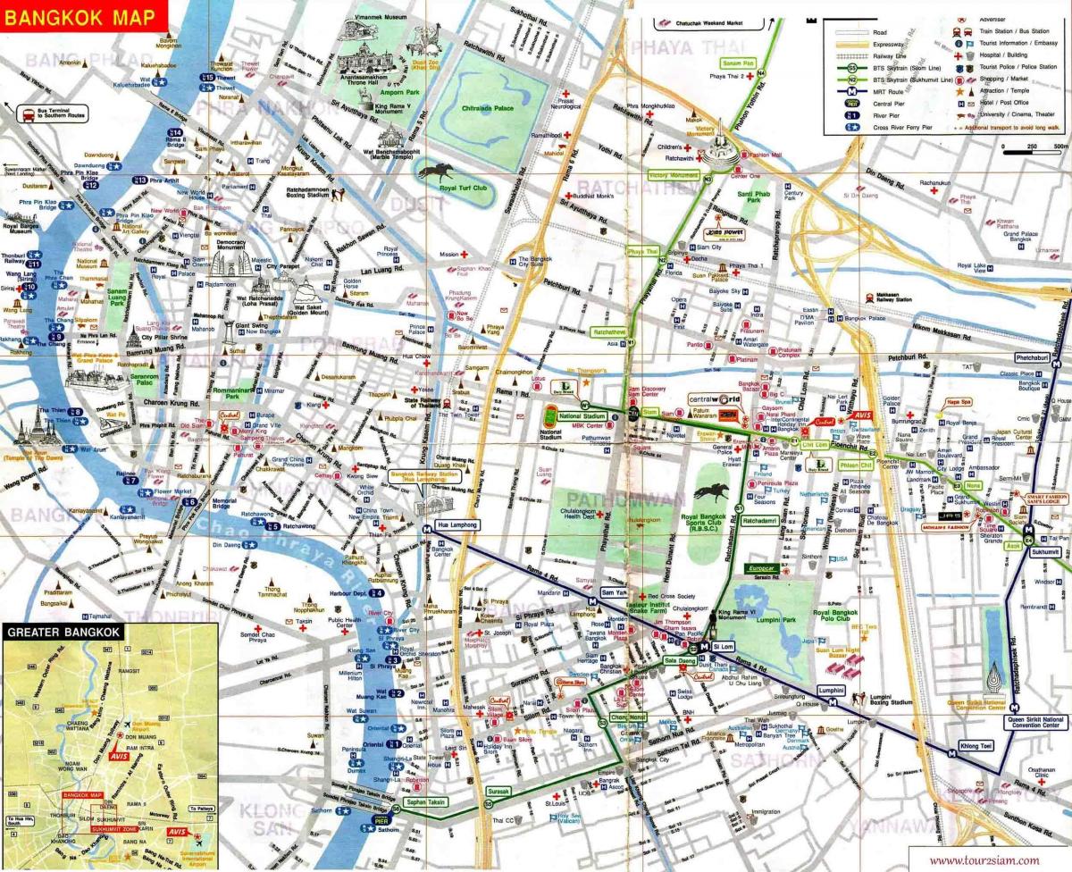 bangkok turismo mapa ingelesa