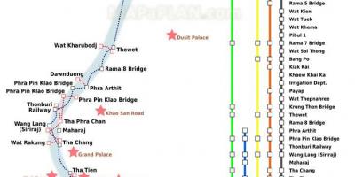 Bangkok ibaiaren ferry mapa